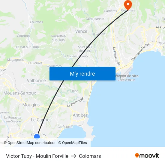 Victor Tuby - Moulin Forville to Colomars map