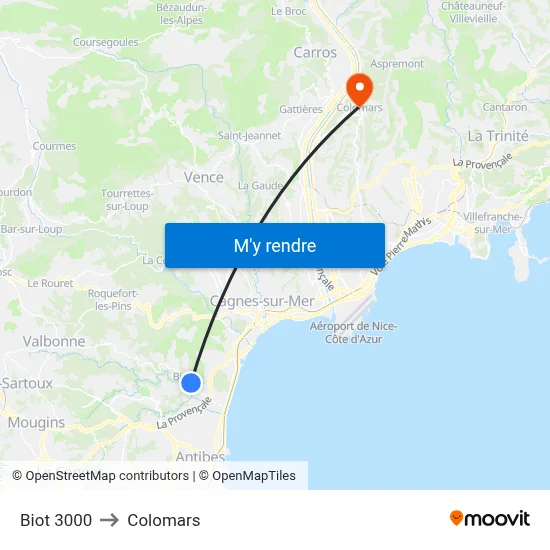 Biot 3000 to Colomars map