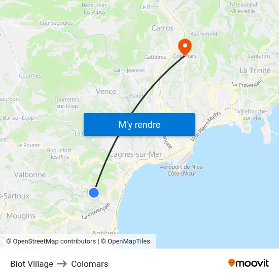 Biot Village to Colomars map