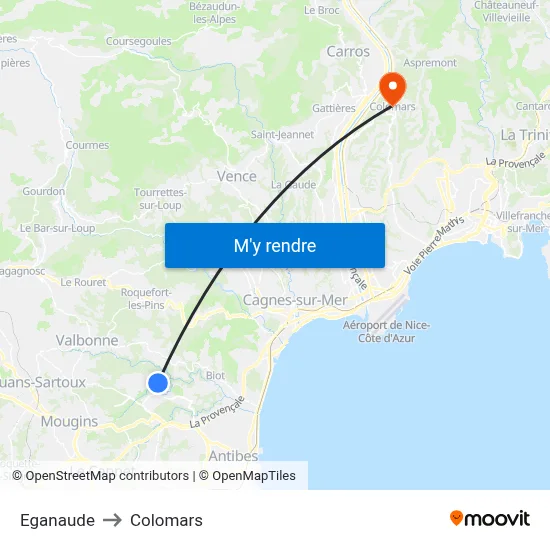 Eganaude to Colomars map