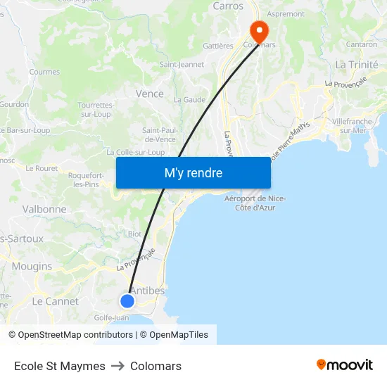 Ecole St Maymes to Colomars map