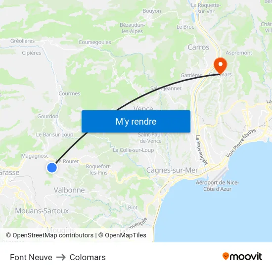 Font Neuve to Colomars map