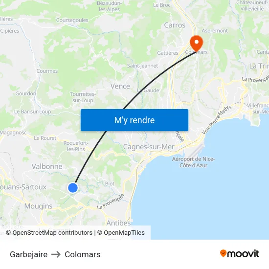 Garbejaire to Colomars map