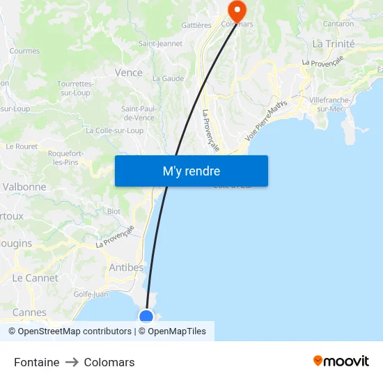 Fontaine to Colomars map