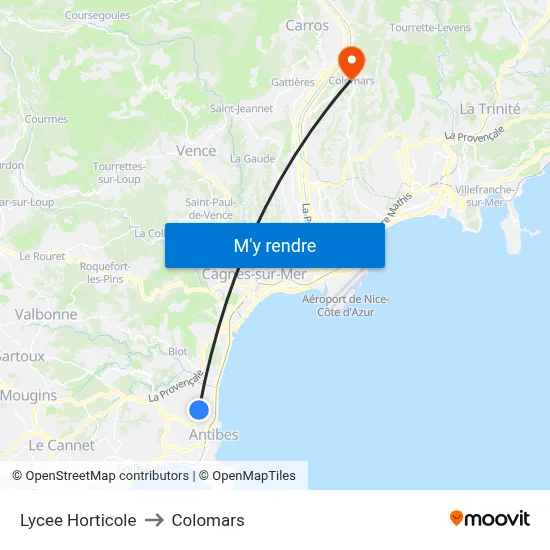 Lycee Horticole to Colomars map
