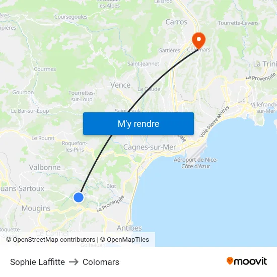 Sophie Laffitte to Colomars map