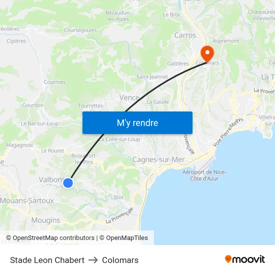 Stade Leon Chabert to Colomars map