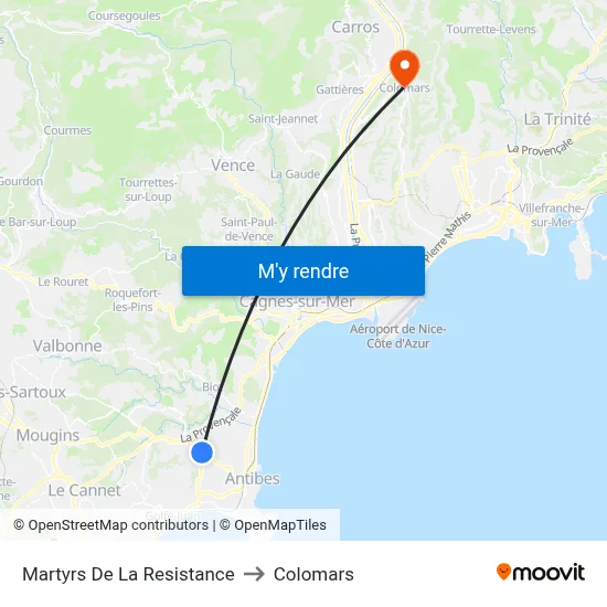 Martyrs De La Resistance to Colomars map