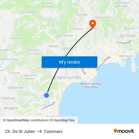 Ch. De St Julien to Colomars map