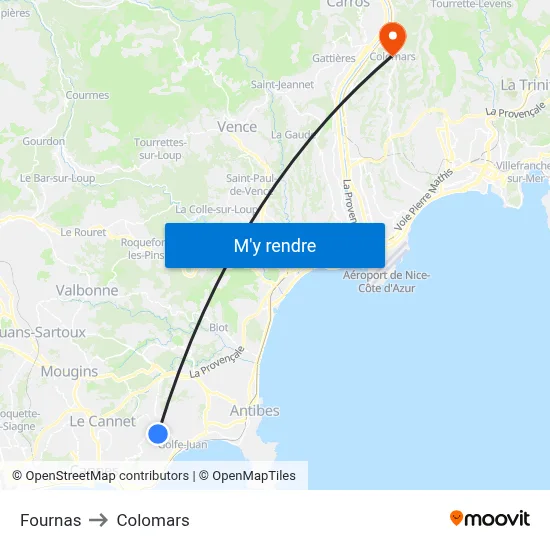 Fournas to Colomars map