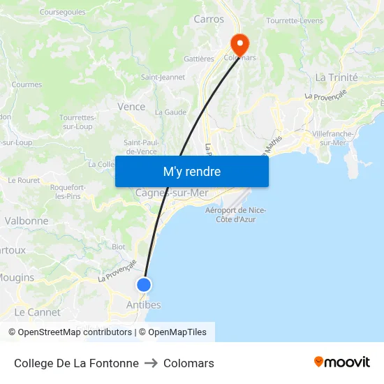 College De La Fontonne to Colomars map