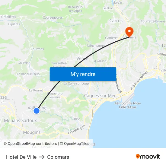 Hotel De Ville to Colomars map