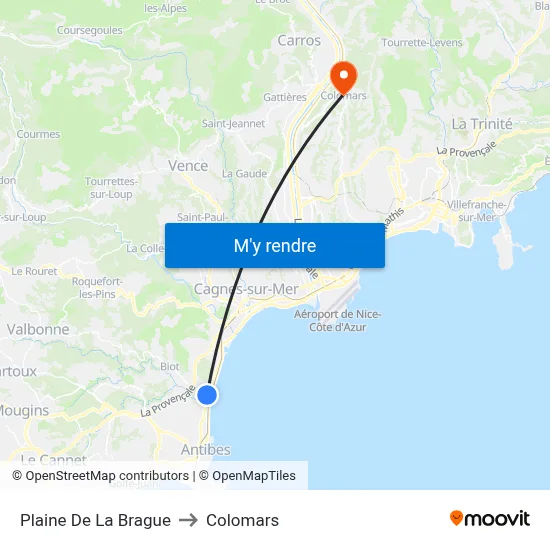 Plaine De La Brague to Colomars map