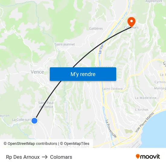 Rp Des Arnoux to Colomars map
