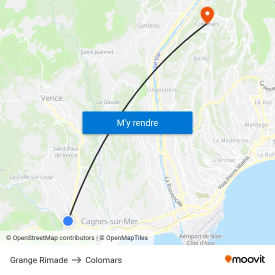 Grange Rimade to Colomars map