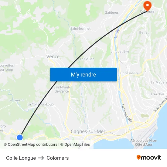 Colle Longue to Colomars map