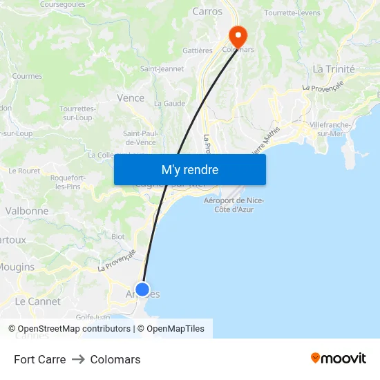 Fort Carre to Colomars map