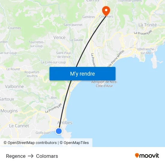 Regence to Colomars map