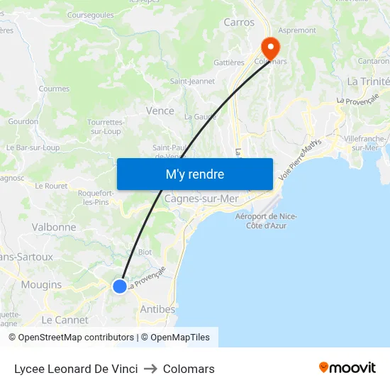 Lycee Leonard De Vinci to Colomars map