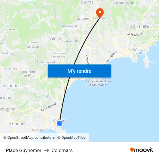 Place Guynemer to Colomars map