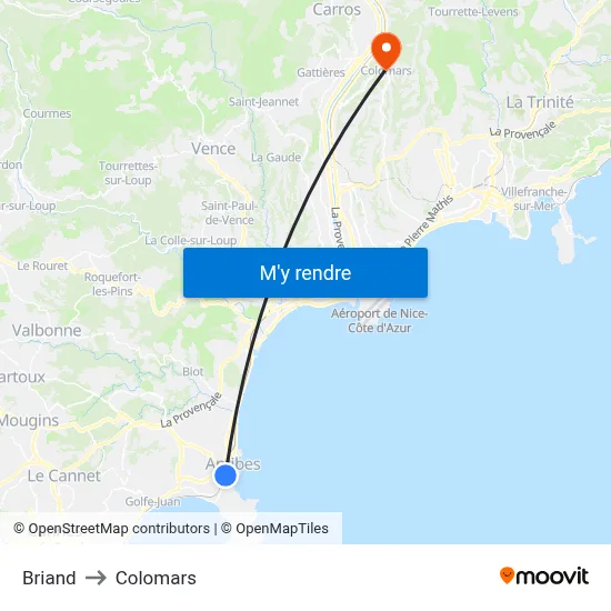Briand to Colomars map