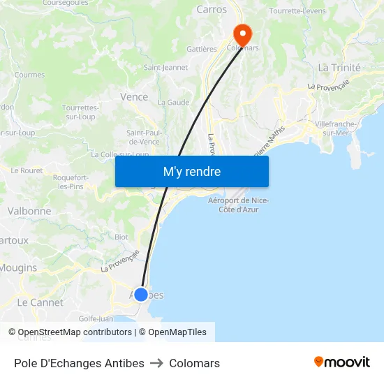 Pole D'Echanges Antibes to Colomars map
