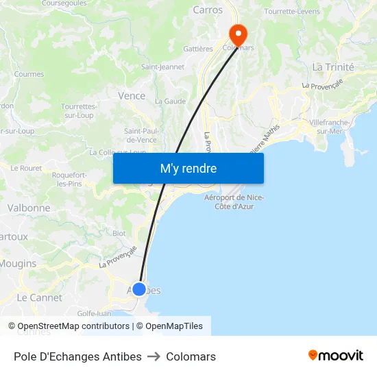 Pole D'Echanges Antibes to Colomars map