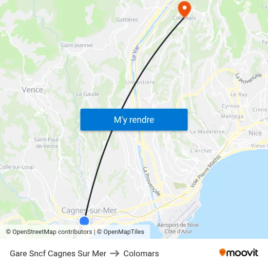Gare Sncf Cagnes Sur Mer to Colomars map