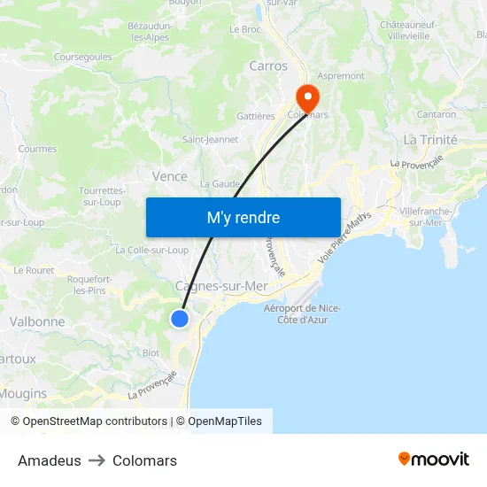Amadeus to Colomars map