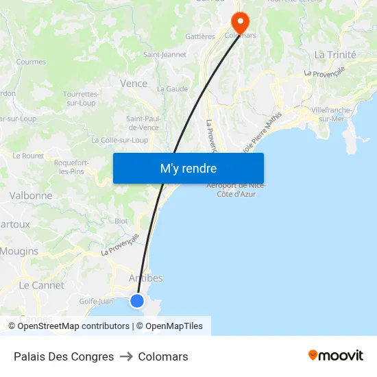 Palais Des Congres to Colomars map