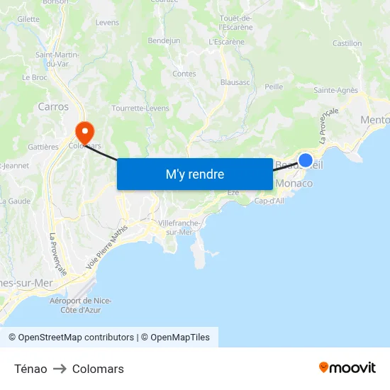 Ténao to Colomars map
