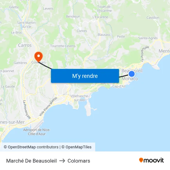 Marché De Beausoleil to Colomars map