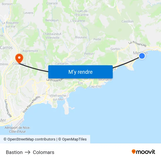 Bastion to Colomars map