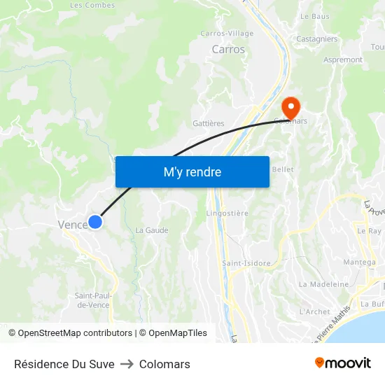Résidence Du Suve to Colomars map