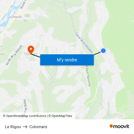 Le Rigou to Colomars map
