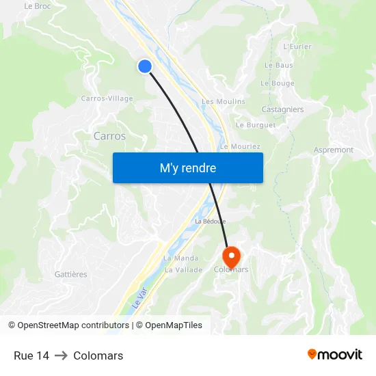 Rue 14 to Colomars map