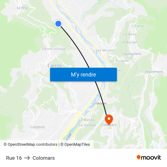 Rue 16 to Colomars map