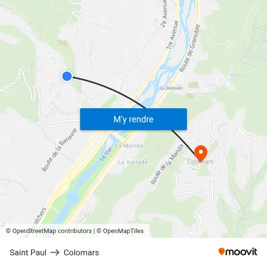 Saint Paul to Colomars map