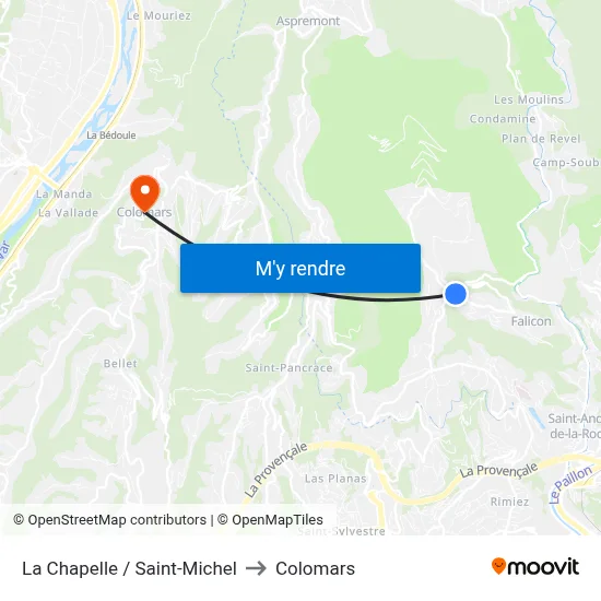 La Chapelle / Saint-Michel to Colomars map