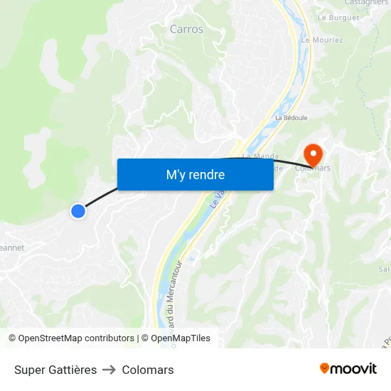 Super Gattières to Colomars map