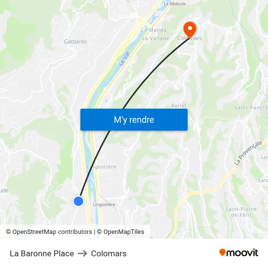 La Baronne Place to Colomars map