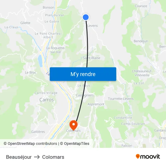Beauséjour to Colomars map