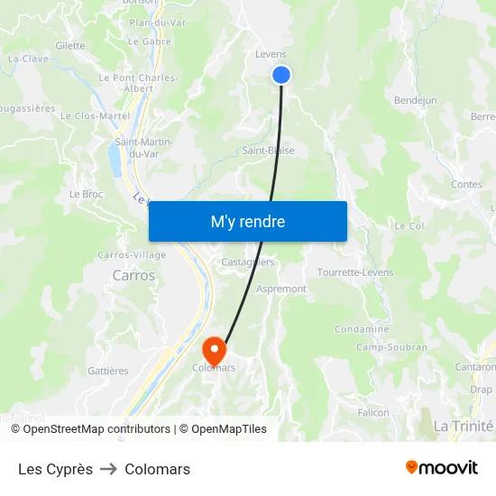 Les Cyprès to Colomars map