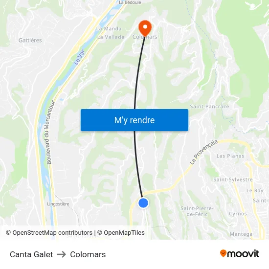 Canta Galet to Colomars map