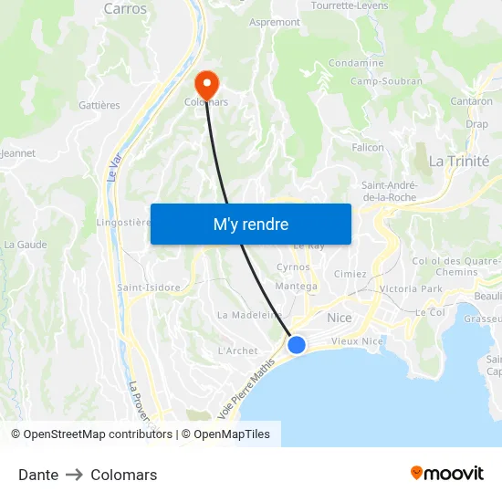 Dante to Colomars map