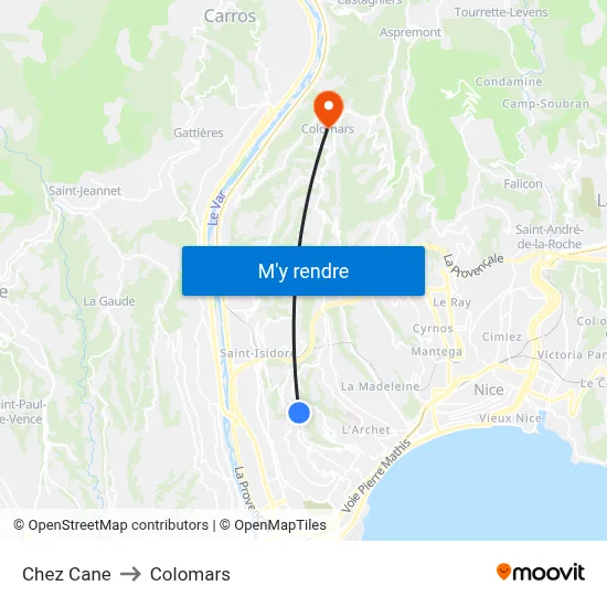 Chez Cane to Colomars map