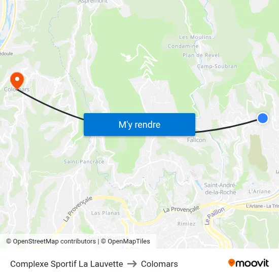 Complexe Sportif La Lauvette to Colomars map