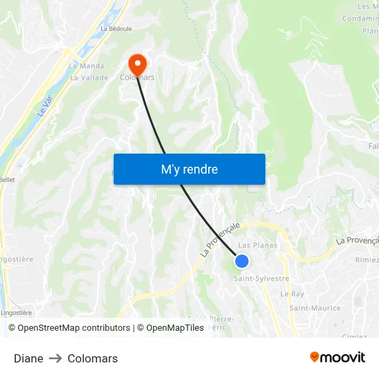 Diane to Colomars map