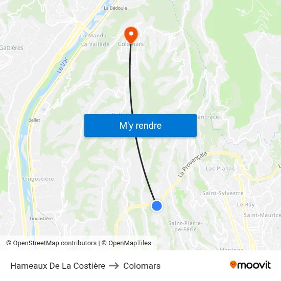 Hameaux De La Costière to Colomars map