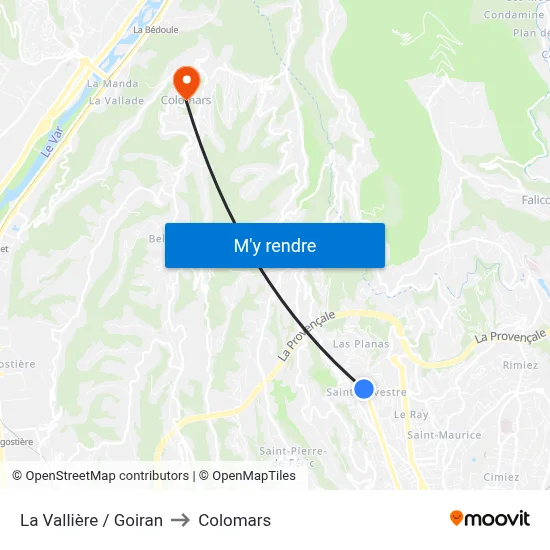 La Vallière / Goiran to Colomars map